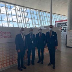 From left to right: Doug Satzman, CEO of XpresSpa; Rick Cotton, Port Authority Executive Director; Charles Everett, Jr., Port Authority Deputy Director, Aviation; Roel Huinink, President and CEO of JFKIAT.