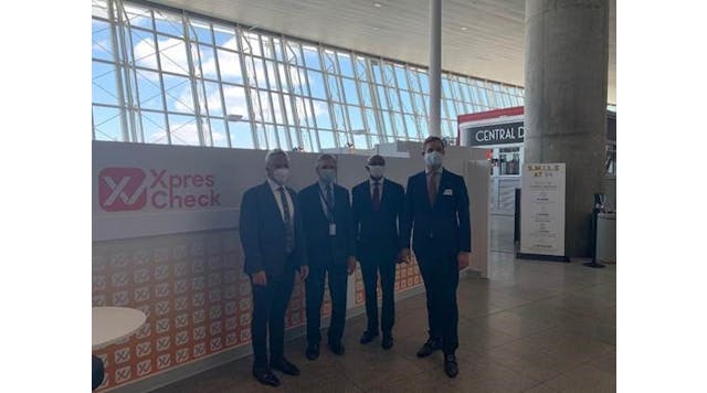From left to right: Doug Satzman, CEO of XpresSpa; Rick Cotton, Port Authority Executive Director; Charles Everett, Jr., Port Authority Deputy Director, Aviation; Roel Huinink, President and CEO of JFKIAT.