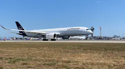 A Lufthansa A350 lands at Los Angeles International Airport on Wednesday, June 3 as the airline resumes nonstop service this week from LA to Munich.