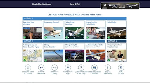 Cessna Flight Training Sport Private Pilot Course new main menu.