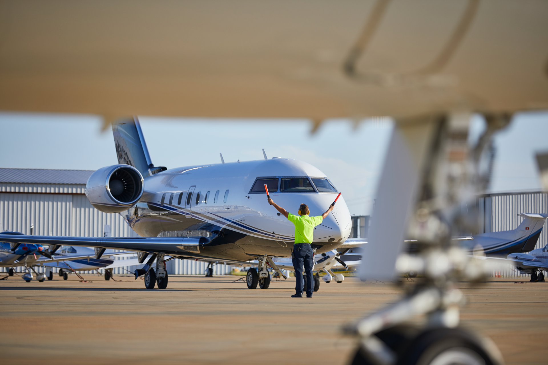 A Phillips 66 marshaller at work.