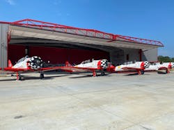 John’s 360° Coatings business hangar in Bolton, Mississippi has a 115 ft x 23 ft. Schweiss hydraulic door. John’s 360° Coatings business hangar in Bolton, Mississippi has a 115 ft x 23 ft. Schweiss hydraulic door.