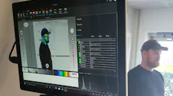 Infrared camera skin temperature detection system in use.