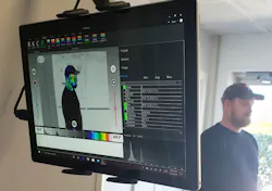 Infrared camera skin temperature detection system in use.