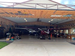 Some pilots have hangar mancaves and then there are pilots who really have hangar mancaves. Gary Huffman of southern Michigan is an avid outdoorsman and pilot/instructor with many hours in the air. His hangar has a 43-foot, 7-inch by 11-foot, 1-inch custom-made Schweiss hydraulic door. Some pilots have hangar mancaves and then there are pilots who really have hangar mancaves. Gary Huffman of southern Michigan is an avid outdoorsman and pilot/instructor with many hours in the air. His hangar has a 43-foot, 7-inch by 11-foot, 1-inch custom-made Schweiss hydraulic door.