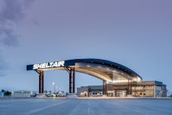 Sheltair’s brand new FBO terminal, ramp side, at BJC. Sheltair’s brand new FBO terminal, ramp side, at BJC.