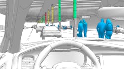 The curbshare concept provides highly visible color-coded and numbered beacons for passengers and drivers to easily find each other. The curbshare concept provides highly visible color-coded and numbered beacons for passengers and drivers to easily find each other.