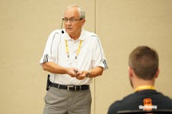 Jeff Derda teaches a class at the 2019 U.S. Shot Peening Seminar and Workshop. Jeff Derda teaches a class at the 2019 U.S. Shot Peening Seminar and Workshop.