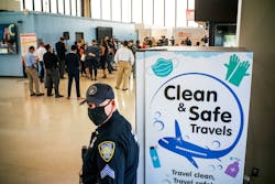 A Port Authority police officer at Newark Airport's Terminal B. A Port Authority police officer at Newark Airport's Terminal B.