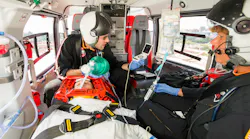 A patient in transport receives care.