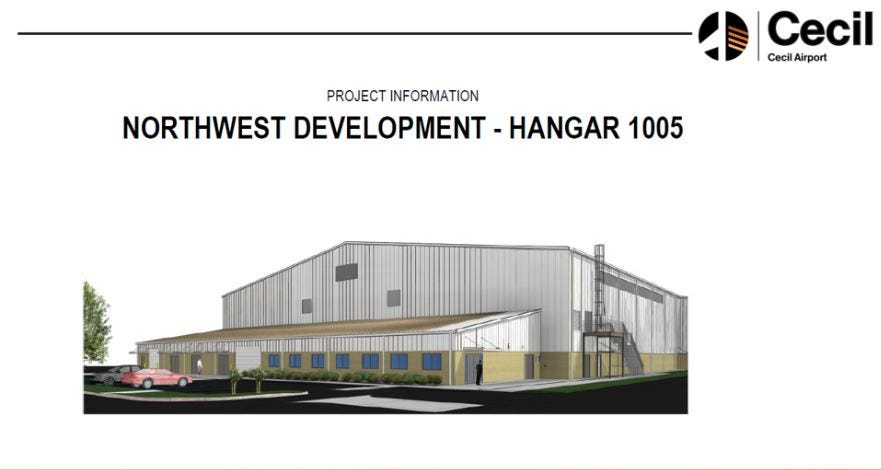 An artist rendering of the new hangar.