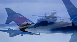As seen in a multiple exposure image, an airplane take off from Norfolk International Airport in Norfolk on Friday, May 6, 2016.