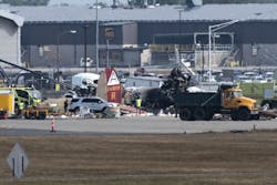 Emergency crews respond to a WWII B-17 bomber crash that happened just before 10 a.m. at Bradley International Airport Wednesday, Oct. 2, 2019, in Windsor Locks. Emergency crews respond to a WWII B-17 bomber crash that happened just before 10 a.m. at Bradley International Airport Wednesday, Oct. 2, 2019, in Windsor Locks.