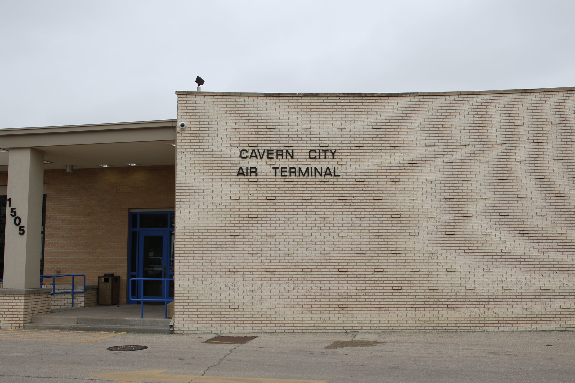 The front entrance to the Cavern City Air Terminal.