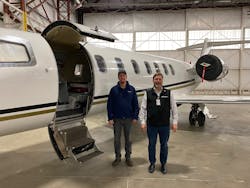 David Fox (right) and Nick Fraser at the Fox Flight hangar. David Fox (right) and Nick Fraser at the Fox Flight hangar.