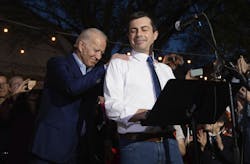 Former Democratic presidential primary candidate Pete Buttigieg endorses Joe Biden, during an event at the Chicken Scratch restaurant the night before Super Tuesday primary voting, on Monday night, March 2, 2020, in Dallas. Former Democratic presidential primary candidate Pete Buttigieg endorses Joe Biden, during an event at the Chicken Scratch restaurant the night before Super Tuesday primary voting, on Monday night, March 2, 2020, in Dallas.