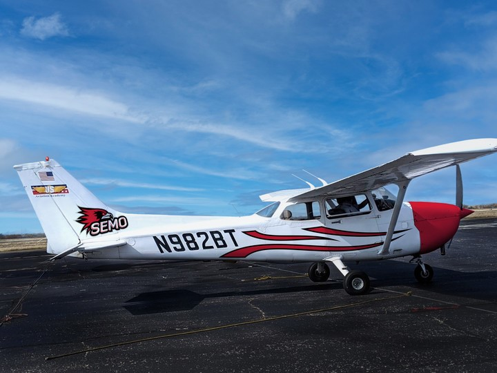 Mock-up of a Southeast themed Cessna 172 that will be used for flight training.