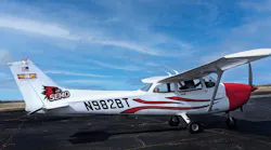 Mock-up of a Southeast themed Cessna 172 that will be used for flight training.