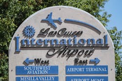 A sign welcomes visitors to the Las Cruces International Airport on Tuesday, Sept. 29, 2020. The city secured $1.1 million in capital outlay in 2019 to improve the airport. A sign welcomes visitors to the Las Cruces International Airport on Tuesday, Sept. 29, 2020. The city secured $1.1 million in capital outlay in 2019 to improve the airport.