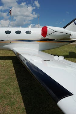 A Cessna Mustang with Goodrich deice boots. A Cessna Mustang with Goodrich deice boots.