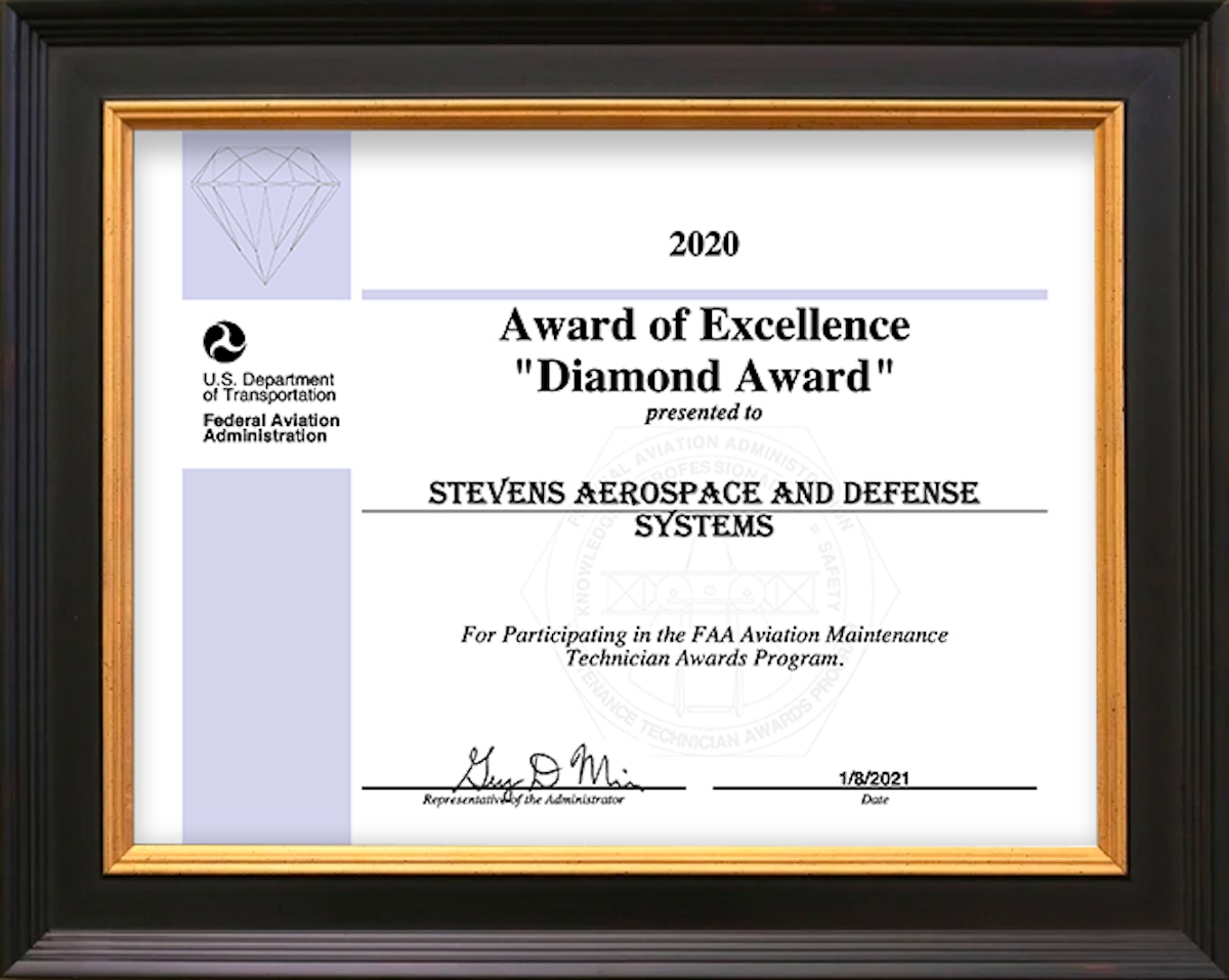 Stevens Aerospace Nashville Location Receives Faa Award Of Excellence Aviation Pros