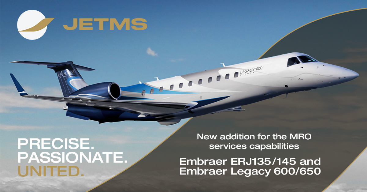 Jet Maintenance Solutions Adds Embraer Erj135 145 And Legacy 600 650 To Its Capabilities