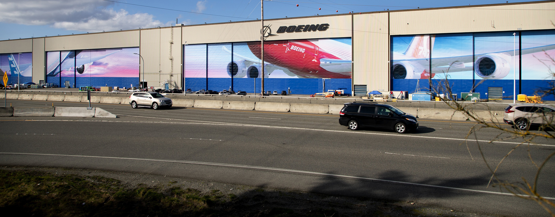 Boeing's Everett factory, known as the largest manufacturing building in the world, produces the 747, 767, 777, and the 787 airplanes. The factory, just north of the Paine Field Airport, is seen on March 11, 2020.