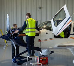 Cirrus maintenance at Guernsey Airport. Cirrus maintenance at Guernsey Airport.