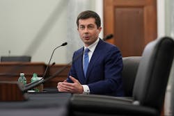 Pete Buttigieg, who was confirmed as secretary of transportation Tuesday, speaks during a Senate Commerce, Science and Transportation Committee confirmation hearing in Washington, D.C., U.S., on Thursday, Jan. 21, 2021. Pete Buttigieg, who was confirmed as secretary of transportation Tuesday, speaks during a Senate Commerce, Science and Transportation Committee confirmation hearing in Washington, D.C., U.S., on Thursday, Jan. 21, 2021.