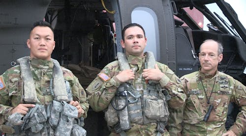 UH-60 Black Hawk Crew (from left): CW1 Ge Xiong, CW2 Irvin Hernandez, and CW5 Kipp Goding.