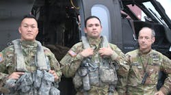 UH-60 Black Hawk Crew (from left): CW1 Ge Xiong, CW2 Irvin Hernandez, and CW5 Kipp Goding.
