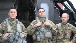 UH-60 Black Hawk Crew (from left): CW1 Ge Xiong, CW2 Irvin Hernandez, and CW5 Kipp Goding. UH-60 Black Hawk Crew (from left): CW1 Ge Xiong, CW2 Irvin Hernandez, and CW5 Kipp Goding.