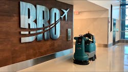 BRO’s T7AMR autonomous floor scrubber. BRO’s T7AMR autonomous floor scrubber.