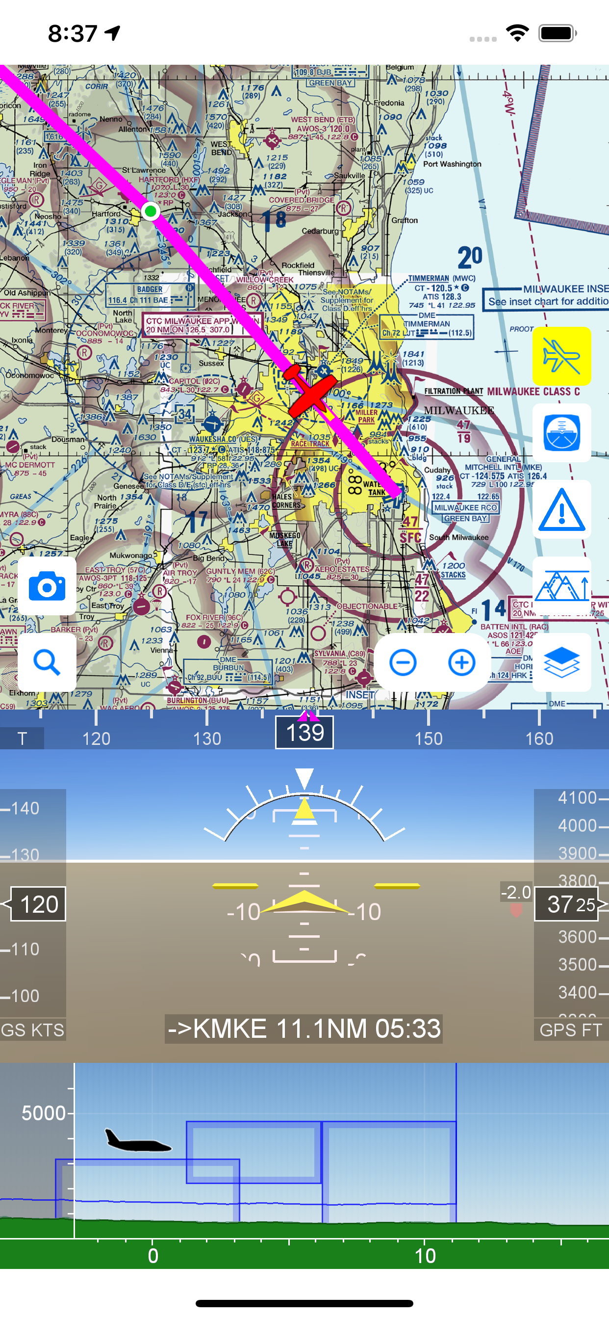 Kosh Kmke Flight With Profile And Ahrs Arrival