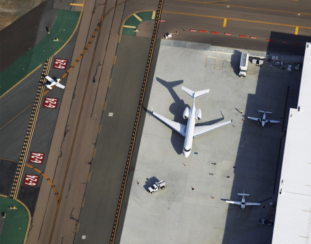 Planes on the ground at McClellan-Palomar Airport.