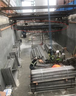 The concrete casing protecting the airport data lines that, if hit or disturbed, could shut down all data in the airport and all surrounding businesses. The concrete casing protecting the airport data lines that, if hit or disturbed, could shut down all data in the airport and all surrounding businesses.