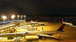 Delta Aircraft At Bhm At Night Photo By Baa Airport Opertions Staff