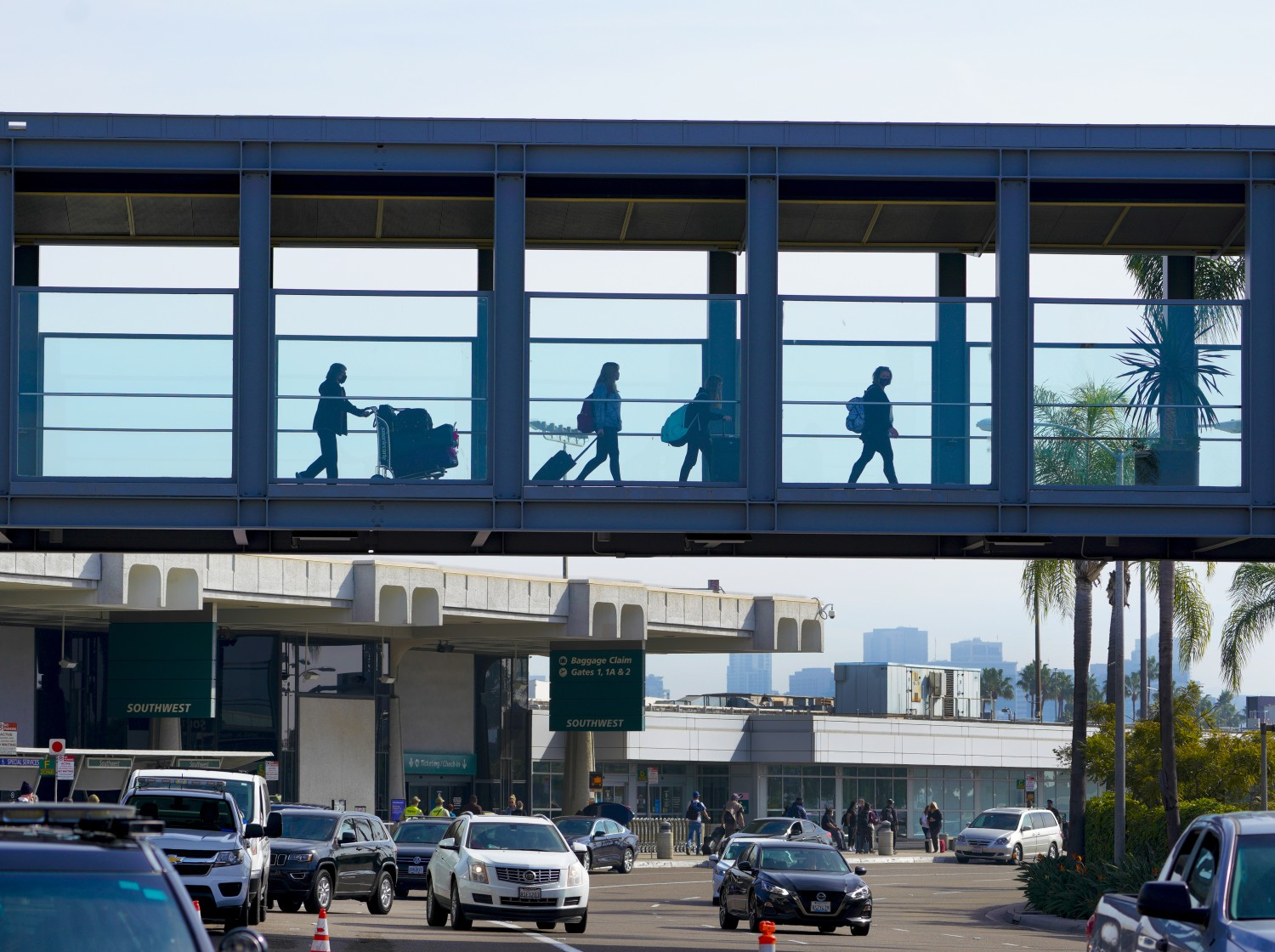 SAN DIEGO, CA - NOVEMBER 21: On Saturday, Nov. 21, 2020 the weekend before Thanksgiving holiday, traffic at San Diego International Airport, remained light compared to previous years.