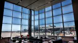 The main waiting area in the Terminal D Extension overlooks the international gates at Dallas-Fort Worth International Airport.