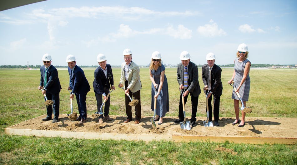Pictured (from left to right): Dave Roth, Executive Director, Omaha Airport Authority; Dan Longo, Base President, Jet Linx Omaha; Jamie Walker, President &amp; CEO, Jet Linx Aviation; Denny Walker, Founder, Jet Linx Aviation; Kristine Karnes, Willy Theisen and John Lund, Omaha Airport Authority Board Members; and Omaha Mayor Jean Stothert.
