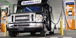 Endera&rsquo;s fully electric customized shuttles supplied to SP+ at the San Diego International Airport