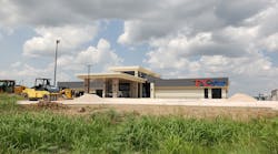 A street side view of the FBO showing the current state of construction.