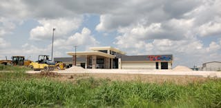 A street side view of the FBO showing the current state of construction.
