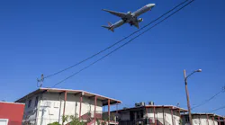 LENNOX, CA - JULY 21: Airplanes flying over residential neighborhoods on Wednesday, July 21, 2021 in Lennox, CA. Airplane noise accompanies daily living in several neighborhoods surrounding LAX. But some residents could soon catch a break, thanks to a 1.9-million grant this month from the Federal Aviation Administration to mitigate airport noise for more than 1,300 households in the cities of El Segundo, Los Angeles and Inglewood and in unincorporated parts of LA County such as Del Aire, Athens and Lennox.