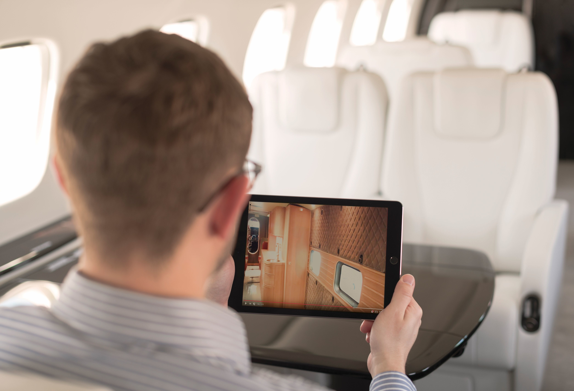This modification gives the customer custom entertainment options such as streaming video, HDMI Ports, and touchscreens, as well as control of the cabin through iPad&rsquo;s remote application.