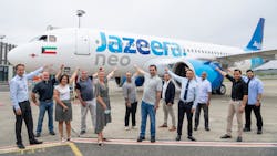 Jazeera Airways took delivery of its seventh Airbus A320neo aircraft from Airbus in Toulouse, France. Jazeera Airways issued a news release Aug. 17. Jazeera Airways took delivery of its seventh Airbus A320neo aircraft from Airbus in Toulouse, France. Jazeera Airways issued a news release Aug. 17.
