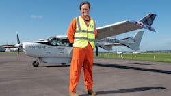 Pilot Elliot Sequin said the Electric EEL flies much like a conventional aircraft. Aimpaire is doing demonstrations between Exeter Airport and Cornwall Airport Newquay this week.