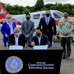 Officials from Spartan College of Aeronautics and Technology and the Cherokee Nation hosted an educational partnership agreement signing on Aug. 19 in Tahlequah, Oklahoma, the capital of the Cherokee Nation.