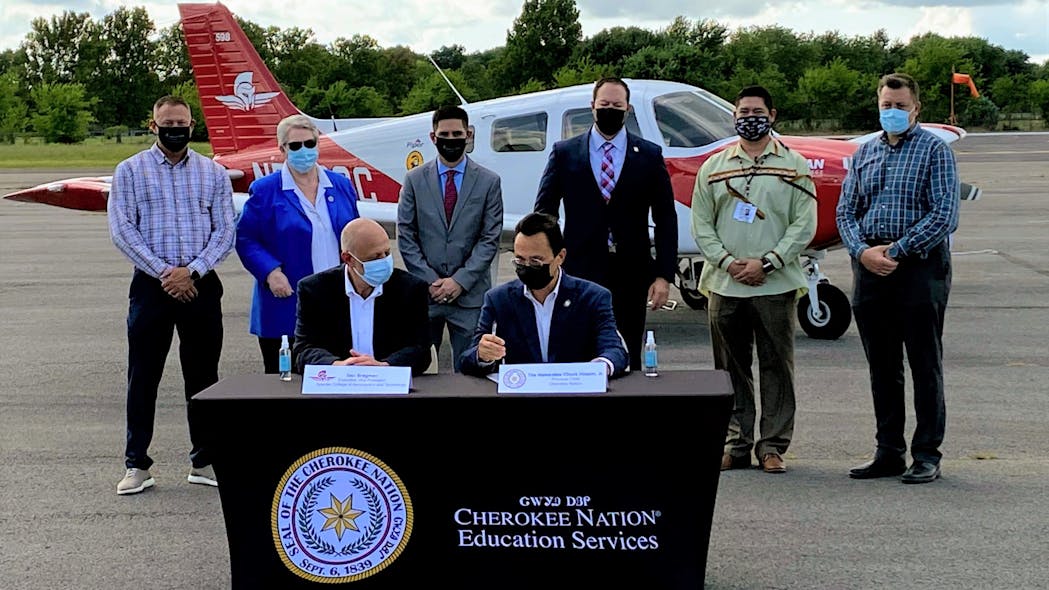 Officials from Spartan College of Aeronautics and Technology and the Cherokee Nation hosted an educational partnership agreement signing on Aug. 19 in Tahlequah, Oklahoma, the capital of the Cherokee Nation.