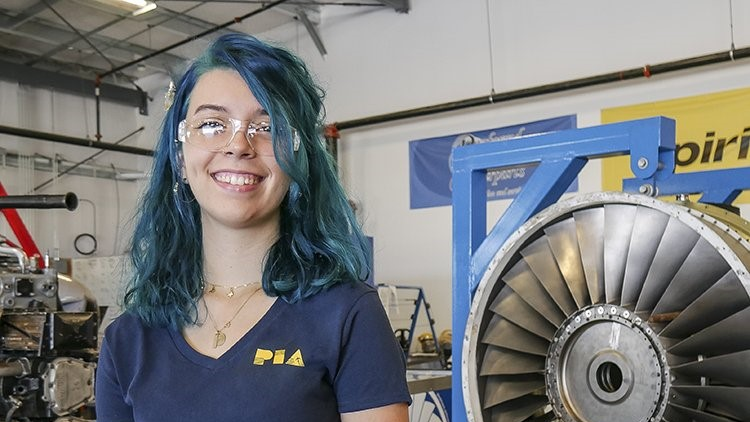 Elise Krause of Pasadena, Maryland, is the recipient of a $7,500 Mike Rowe Work Ethnic Scholarship. She is working on her Airframe & Powerplant Certification at PIA.